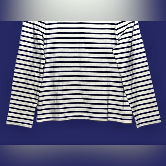 NWT J. Crew Factory Puff-Sleeve Button-Back Top with Navy & White Stripes, M - Picture 11 of 15